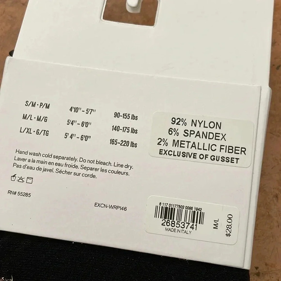 NEW ✨ EXPRESS Sheer Black and Metallic Gold Tights Size M/L - Picture 3 of 3